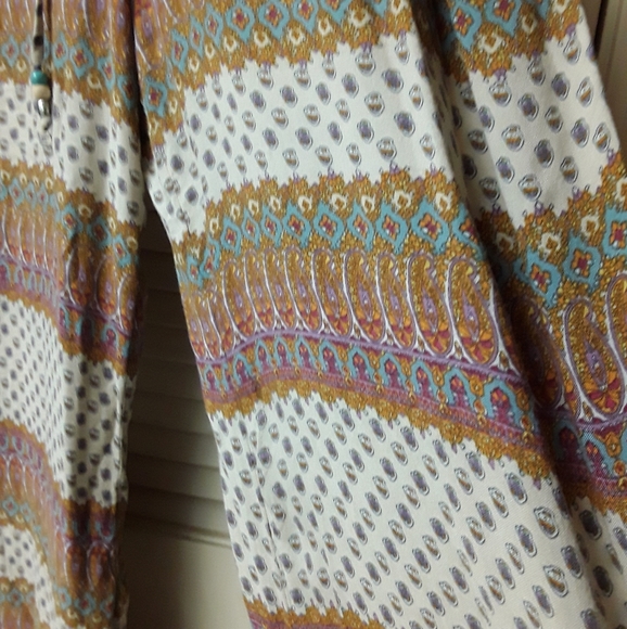 Boho Paisley Rainbow Drawstring Palazzo Pants S M - Picture 3 of 7